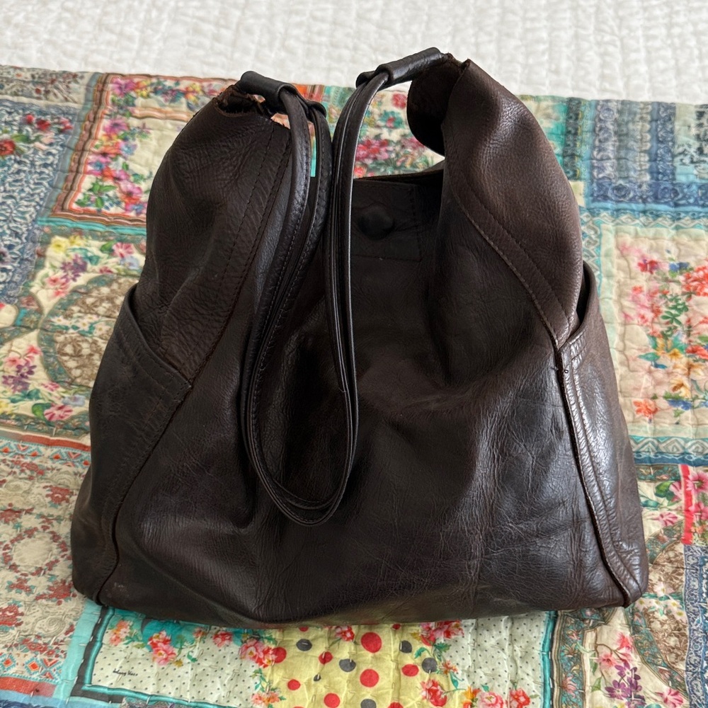 Dark Brown Leather Tote Bag